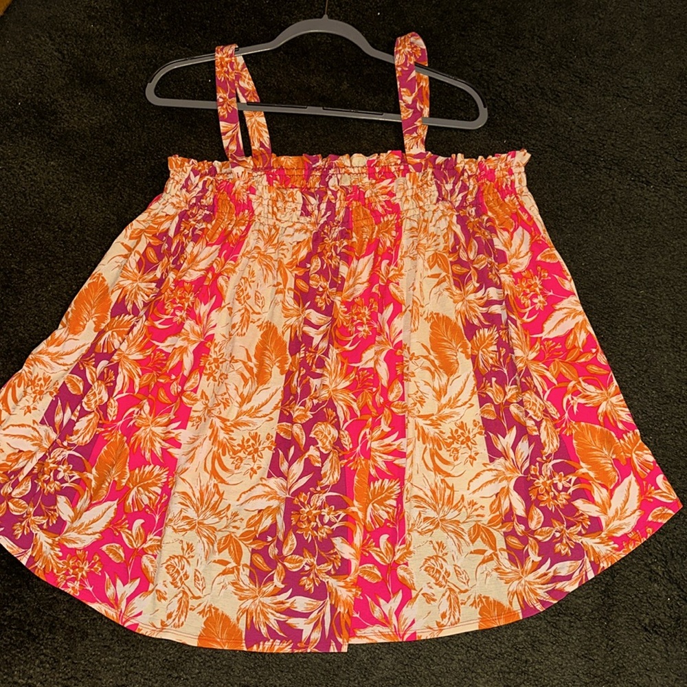 CATO ladies pink orange and white flowered top 18/20